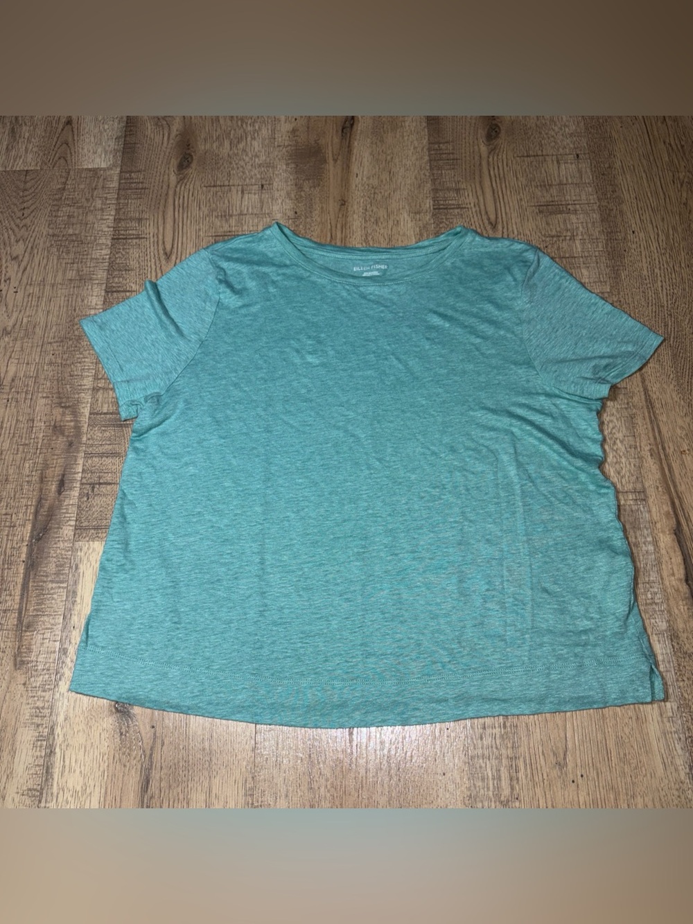 Eileen Fisher T-Shirt Size S Blue Organic Linen Short Sleeve Crew Neck Tee
